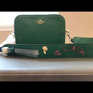 Coach Mini Bag with Diary Embroidery Gold/Green Multi